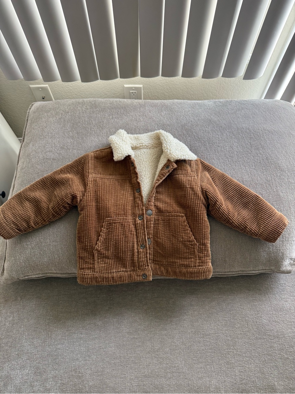 Zara Kids Brown Corduroy Jacket with Cream Sherpa Collar